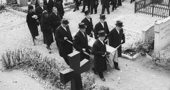 His funeral in Uppsala, Sweden, 29 September 1961. His funeral in Uppsala, Sweden, 29 September 1961.