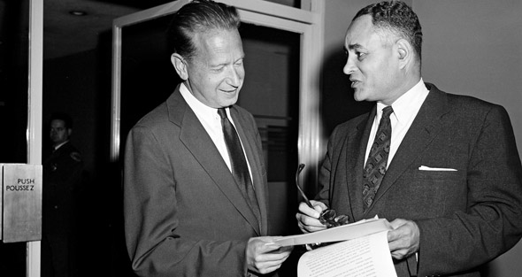 With Ralph Bunche in 1955. With Ralph Bunche in 1955.