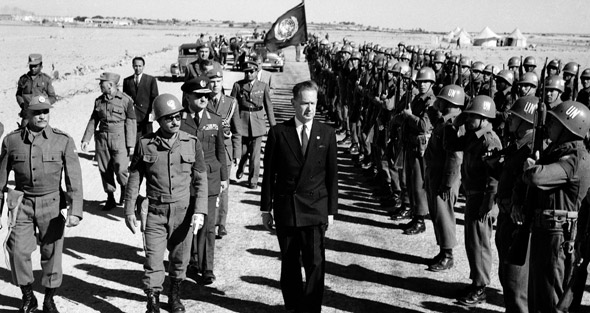Inspecting the Brazilian Battalion of the UN Emergency Force in Rafah, Gaza, in 1958. Inspecting the Brazilian Battalion of the UN Emergency Force in Rafah, Gaza, in 1958.